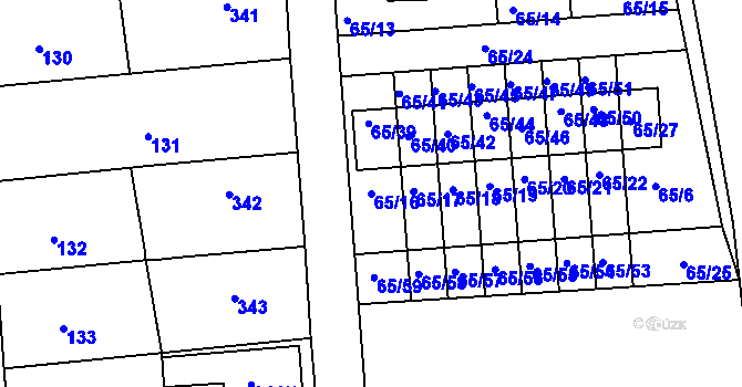 Parcela st. 65/16 v KÚ Útěchov u Brna, Katastrální mapa
