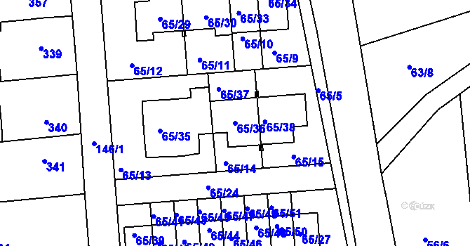 Parcela st. 65/36 v KÚ Útěchov u Brna, Katastrální mapa