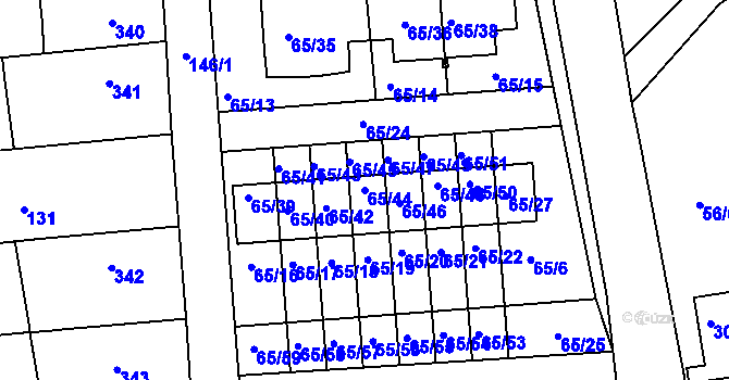 Parcela st. 65/44 v KÚ Útěchov u Brna, Katastrální mapa