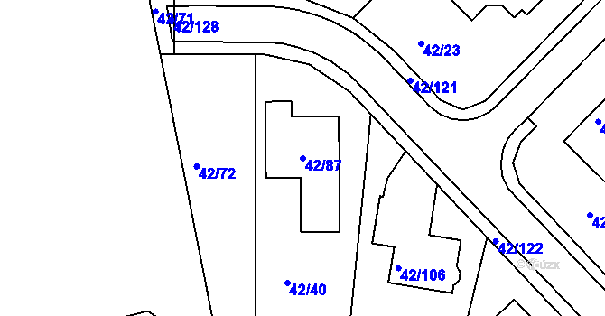 Parcela st. 42/87 v KÚ Útěchov u Brna, Katastrální mapa