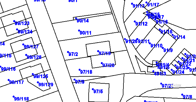 Parcela st. 97/19 v KÚ Útěchov u Brna, Katastrální mapa