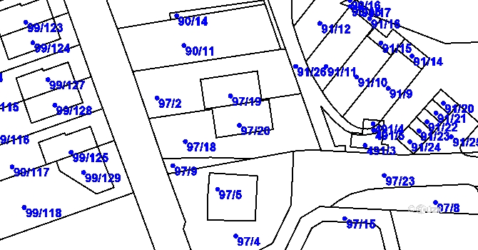 Parcela st. 97/20 v KÚ Útěchov u Brna, Katastrální mapa