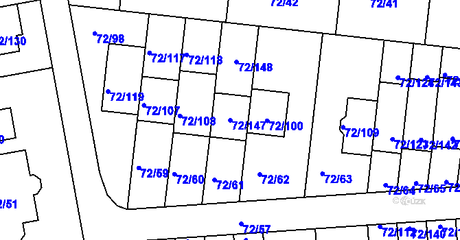 Parcela st. 72/147 v KÚ Útěchov u Brna, Katastrální mapa