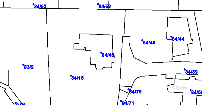 Parcela st. 84/46 v KÚ Útěchov u Brna, Katastrální mapa