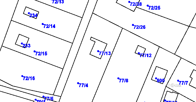 Parcela st. 77/13 v KÚ Útěchov u Brna, Katastrální mapa