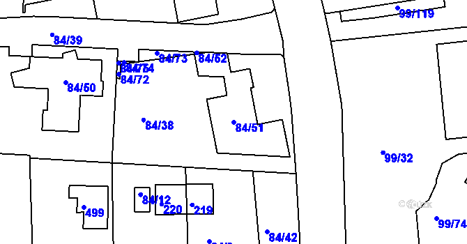 Parcela st. 84/51 v KÚ Útěchov u Brna, Katastrální mapa