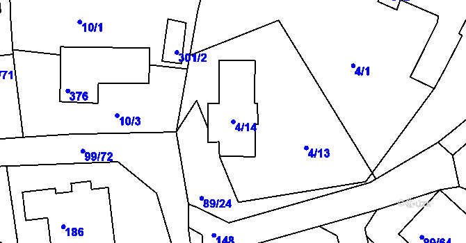 Parcela st. 4/14 v KÚ Útěchov u Brna, Katastrální mapa