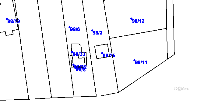 Parcela st. 98/25 v KÚ Útěchov u Brna, Katastrální mapa