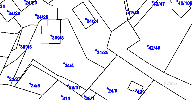 Parcela st. 24/25 v KÚ Útěchov u Brna, Katastrální mapa