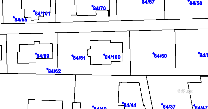 Parcela st. 84/100 v KÚ Útěchov u Brna, Katastrální mapa
