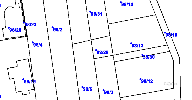 Parcela st. 98/29 v KÚ Útěchov u Brna, Katastrální mapa