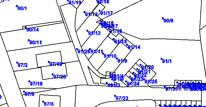 Parcela st. 91/10 v KÚ Útěchov u Brna, Katastrální mapa