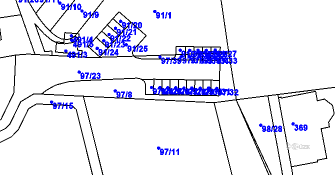 Parcela st. 97/26 v KÚ Útěchov u Brna, Katastrální mapa