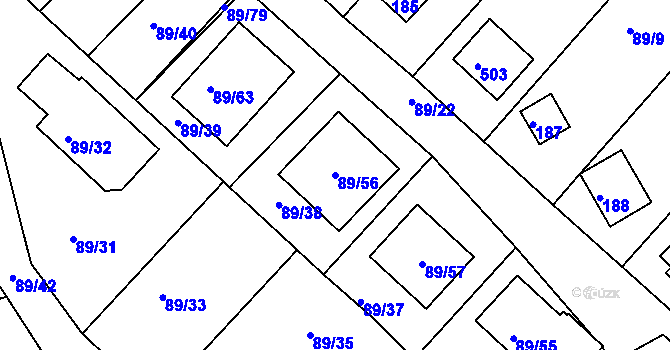Parcela st. 89/56 v KÚ Útěchov u Brna, Katastrální mapa
