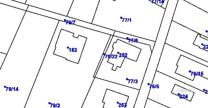 Parcela st. 79/22 v KÚ Útěchov u Brna, Katastrální mapa