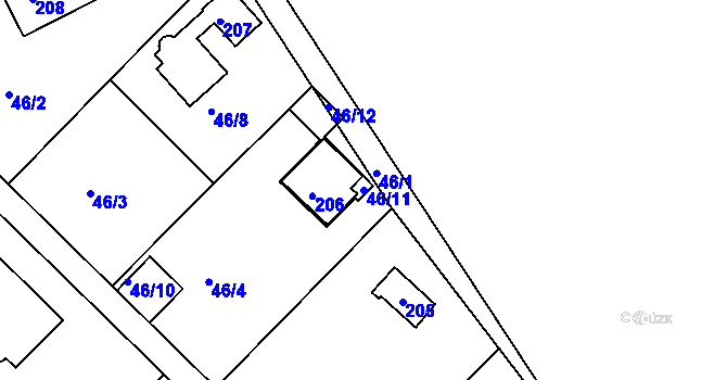 Parcela st. 46/11 v KÚ Útěchov u Brna, Katastrální mapa