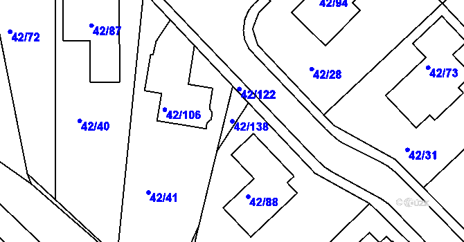 Parcela st. 42/138 v KÚ Útěchov u Brna, Katastrální mapa