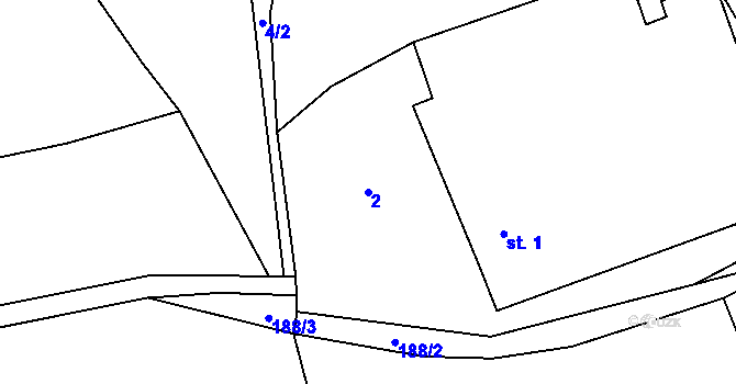 Parcela st. 2 v KÚ Mašovice u Hořepníku, Katastrální mapa