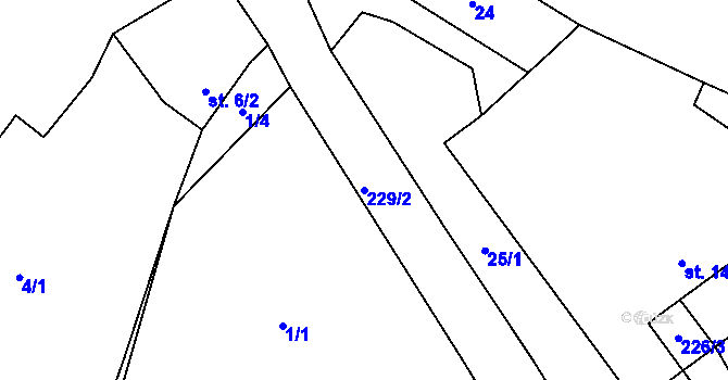 Parcela st. 229/2 v KÚ Mašovice u Hořepníku, Katastrální mapa