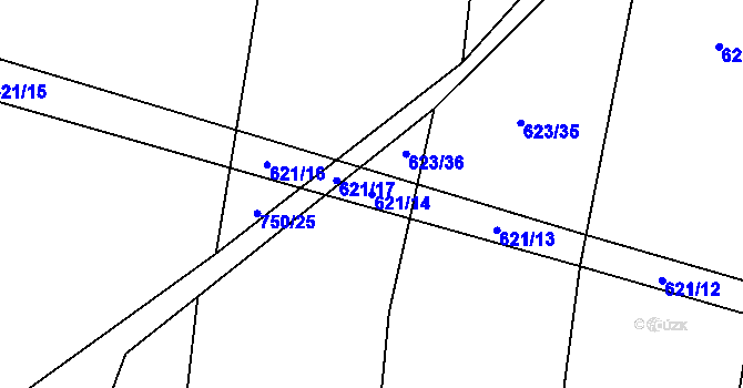 Parcela st. 621/14 v KÚ Útěchovice u Hořepníku, Katastrální mapa