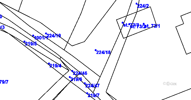 Parcela st. 224/18 v KÚ Útěchovice u Hořepníku, Katastrální mapa