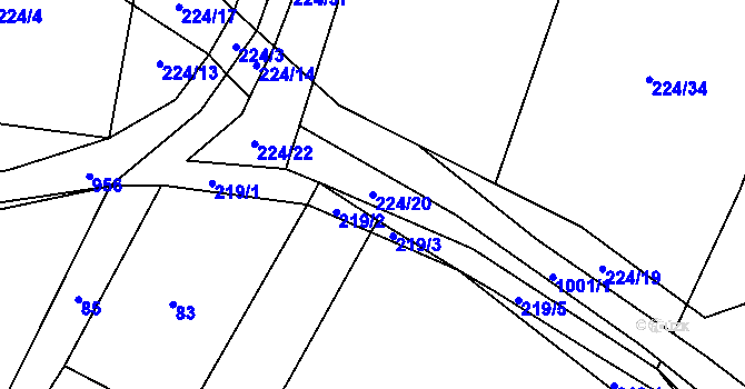 Parcela st. 224/20 v KÚ Útěchovice u Hořepníku, Katastrální mapa
