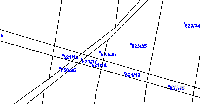 Parcela st. 623/36 v KÚ Útěchovice u Hořepníku, Katastrální mapa