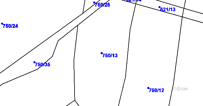 Parcela st. 750/13 v KÚ Útěchovice u Hořepníku, Katastrální mapa