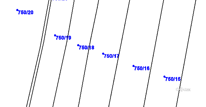 Parcela st. 750/17 v KÚ Útěchovice u Hořepníku, Katastrální mapa