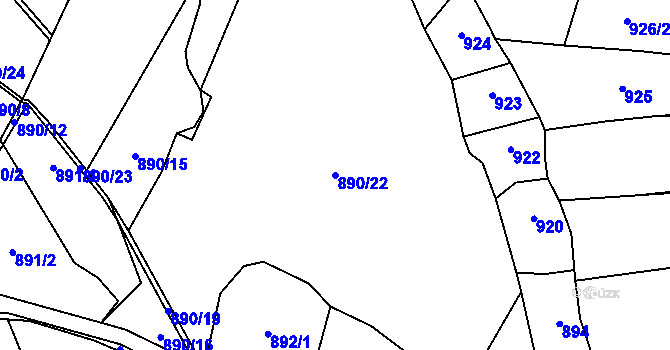 Parcela st. 890/22 v KÚ Útěchovice u Hořepníku, Katastrální mapa
