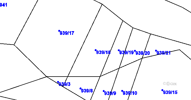 Parcela st. 939/18 v KÚ Útěchovice u Hořepníku, Katastrální mapa