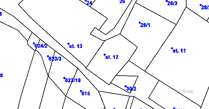 Parcela st. 12 v KÚ Útěchovice u Hořepníku, Katastrální mapa