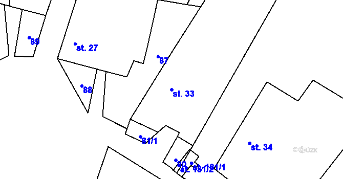 Parcela st. 33 v KÚ Útěchovice u Hořepníku, Katastrální mapa