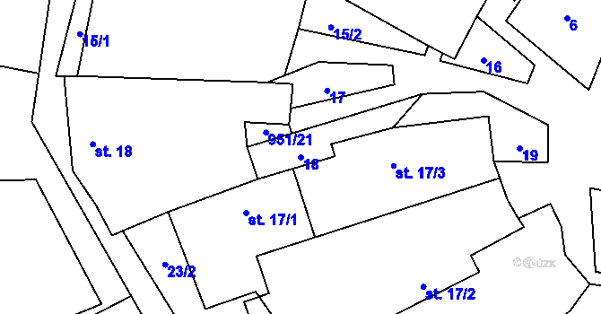 Parcela st. 18 v KÚ Útěchovice u Hořepníku, Katastrální mapa