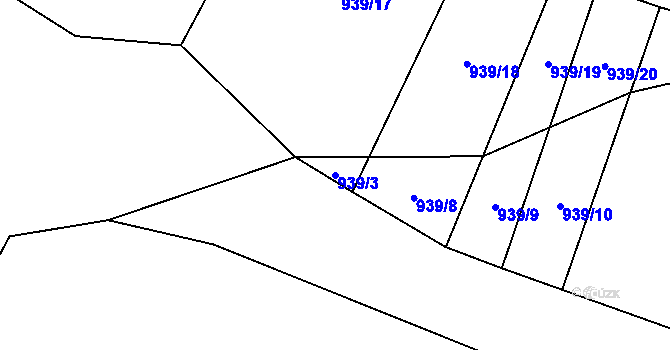 Parcela st. 939/3 v KÚ Útěchovice u Hořepníku, Katastrální mapa