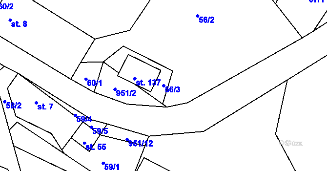 Parcela st. 56/3 v KÚ Útěchovice u Hořepníku, Katastrální mapa
