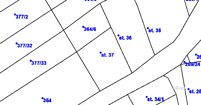 Parcela st. 37 v KÚ Litohošť, Katastrální mapa
