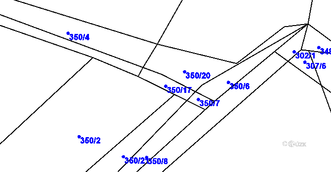 Parcela st. 350/17 v KÚ Útěchovičky, Katastrální mapa