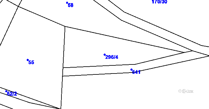 Parcela st. 296/4 v KÚ Útěchovičky, Katastrální mapa