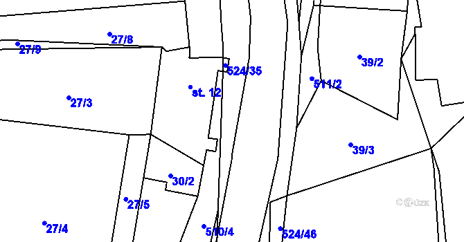 Parcela st. 524/36 v KÚ Útěchovičky, Katastrální mapa