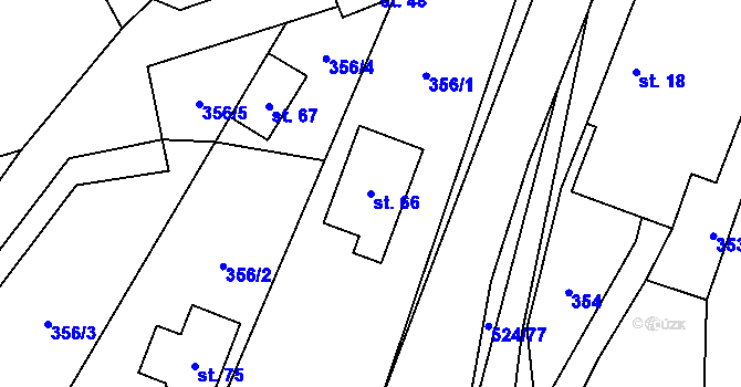 Parcela st. 66 v KÚ Útěchovičky, Katastrální mapa