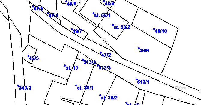 Parcela st. 47/2 v KÚ Útěchovičky, Katastrální mapa