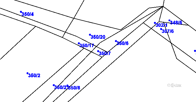Parcela st. 350/7 v KÚ Útěchovičky, Katastrální mapa