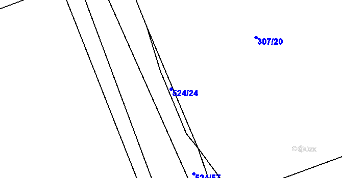 Parcela st. 524/24 v KÚ Útěchovičky, Katastrální mapa