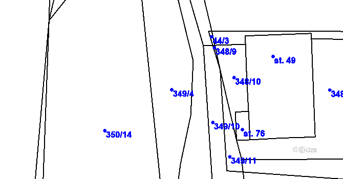 Parcela st. 349/4 v KÚ Útěchovičky, Katastrální mapa