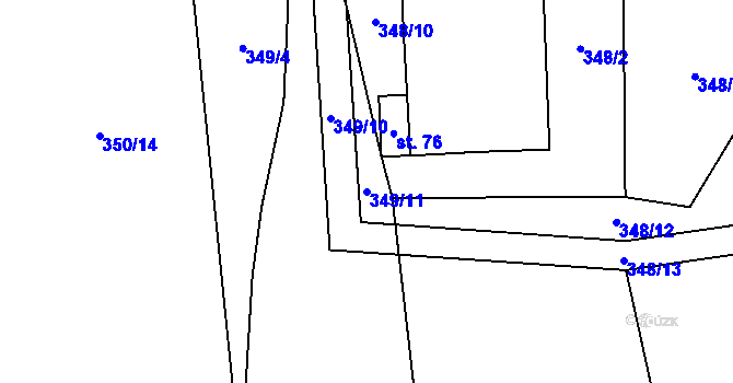 Parcela st. 349/11 v KÚ Útěchovičky, Katastrální mapa