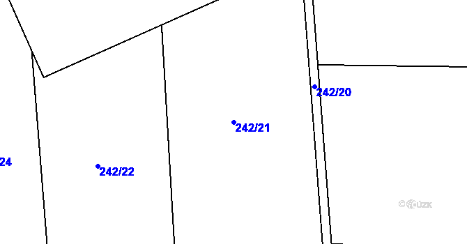 Parcela st. 242/21 v KÚ Zahrádka u Pošné, Katastrální mapa