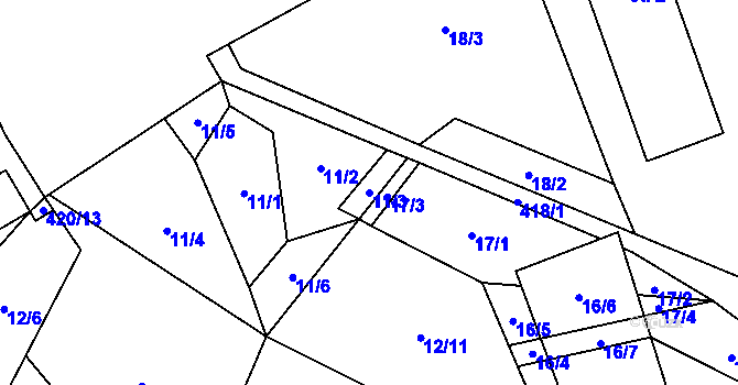Parcela st. 11/3 v KÚ Zahrádka u Pošné, Katastrální mapa