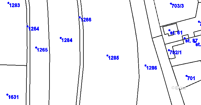 Parcela st. 77/1 v KÚ Olešovice, Katastrální mapa