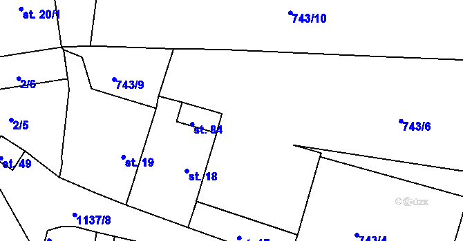 Parcela st. 743/5 v KÚ Olešovice, Katastrální mapa